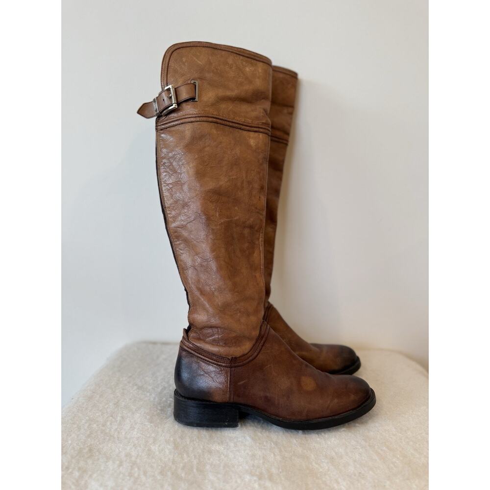Vince Camuto Bollo Knee-High Brown Leather Studded Riding Boots Wm Sz 9
